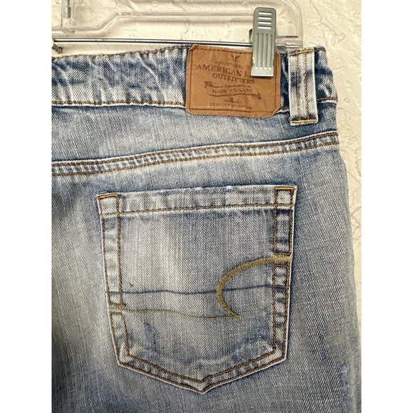 American Eagle Light Wash Distressed Bootcut Jeans - Size 10 - Picture 7 of 9